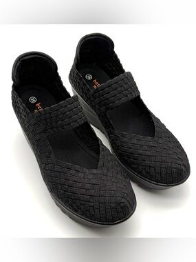 bernie mev. Black Woven Mary Jane Wedges Lulia